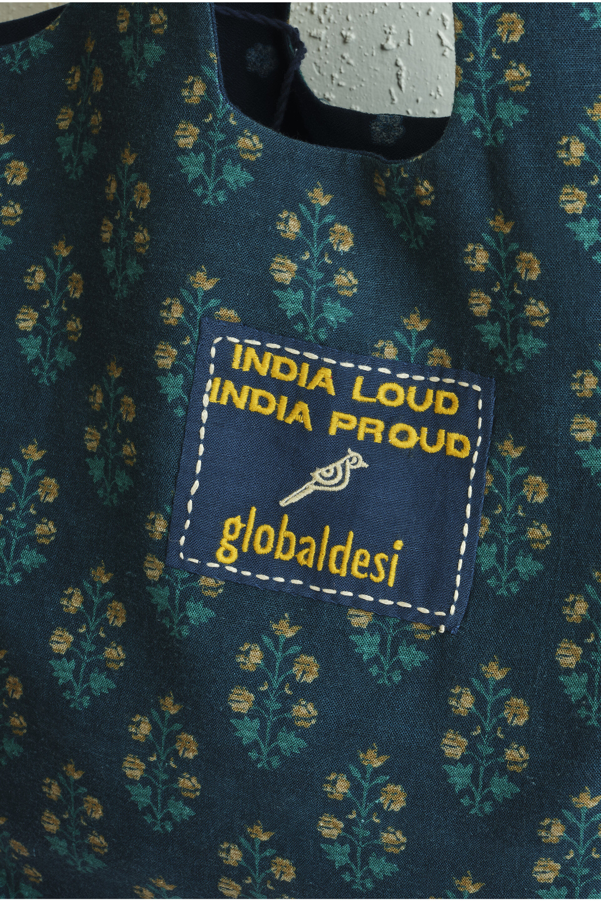 Indigo Embroidered Reversible Jhola Bag, , image 6